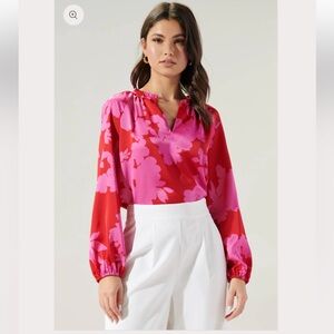 NWOT Sugarlips Burning Love Split Neck Pink and Red Blouse Size 2X